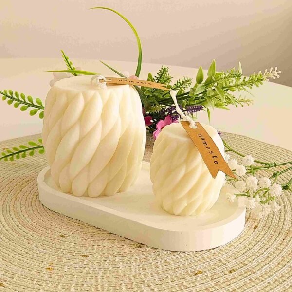 kit de velas decorativas de velas trenzadas con bandeja minimalista