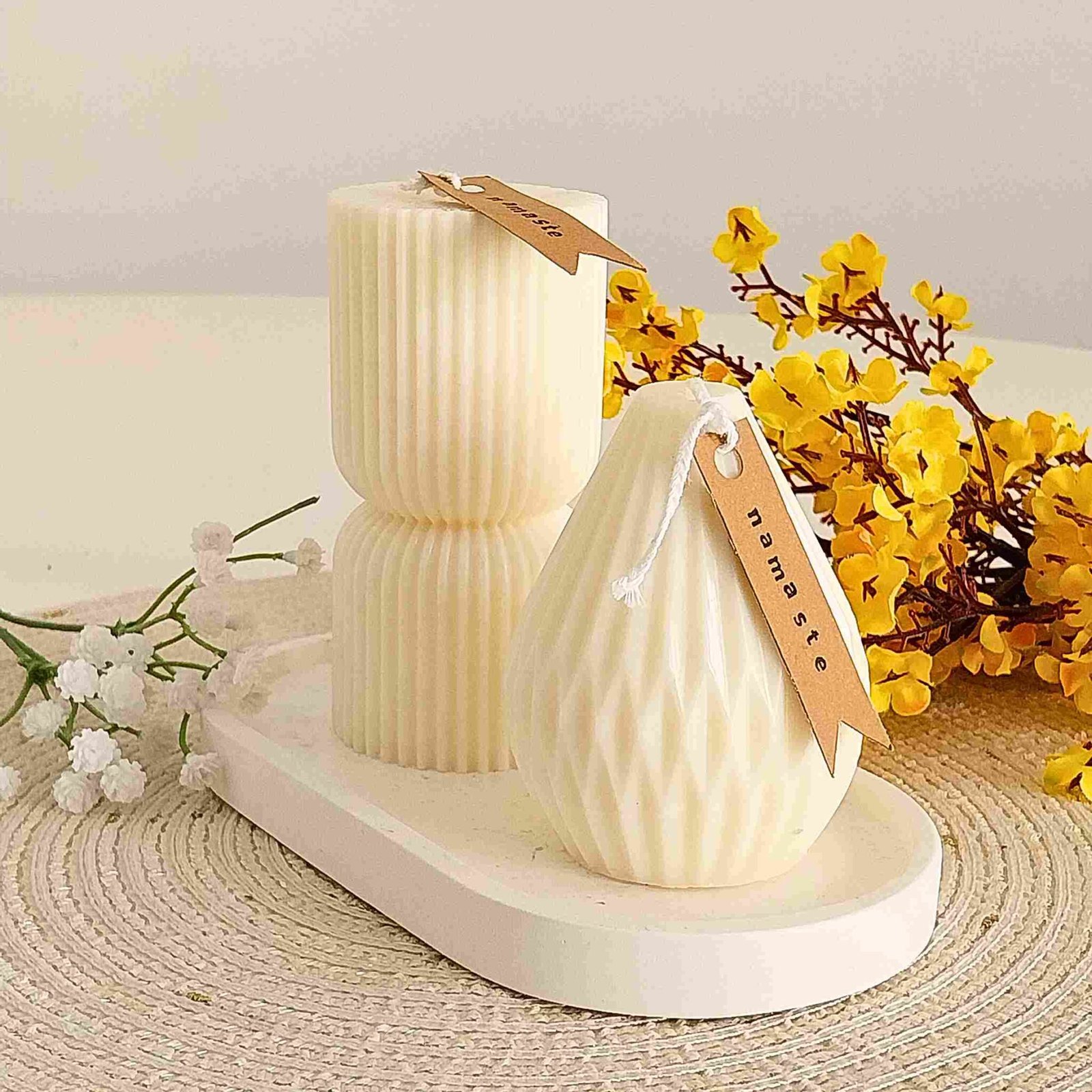 kit de velas decorativas en forma de diamante y farol para el hogar