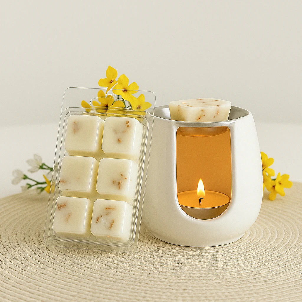 wax melt de vainilla intenso con su quemador para aromatizar en tu hogar en madrid