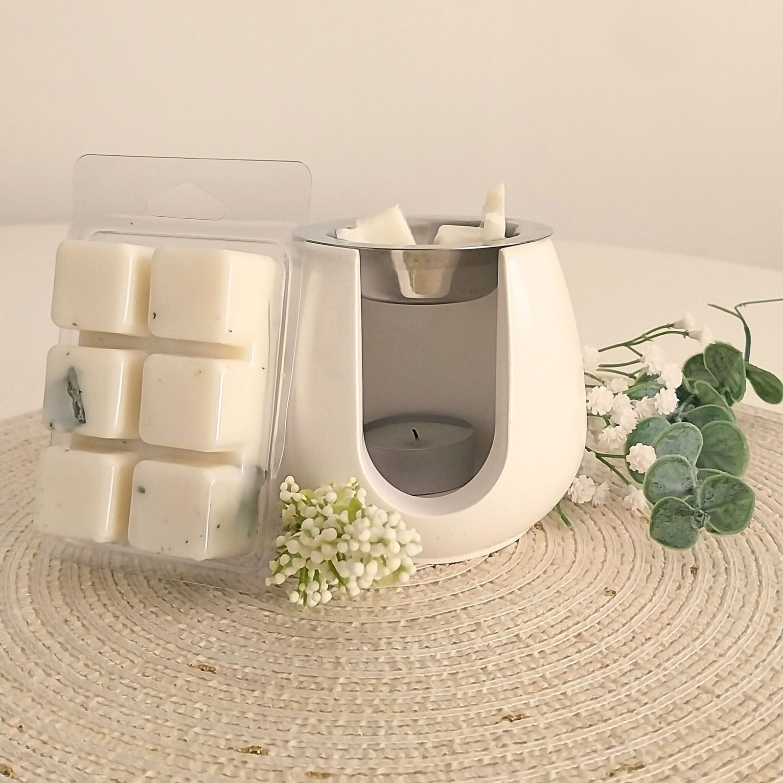 Wax melt artesanal con aroma a citronela, alternativa ecológica a las velas de citronela